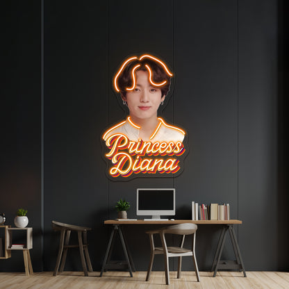 Princess Diana Jungkook Kpop Retro Meme Artwork Led Signs