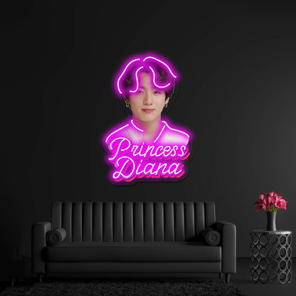 Princess Diana Jungkook Kpop Retro Meme Artwork Led Signs