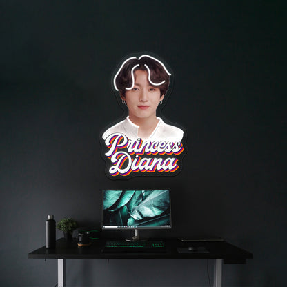 Princess Diana Jungkook Kpop Retro Meme Artwork Led Signs