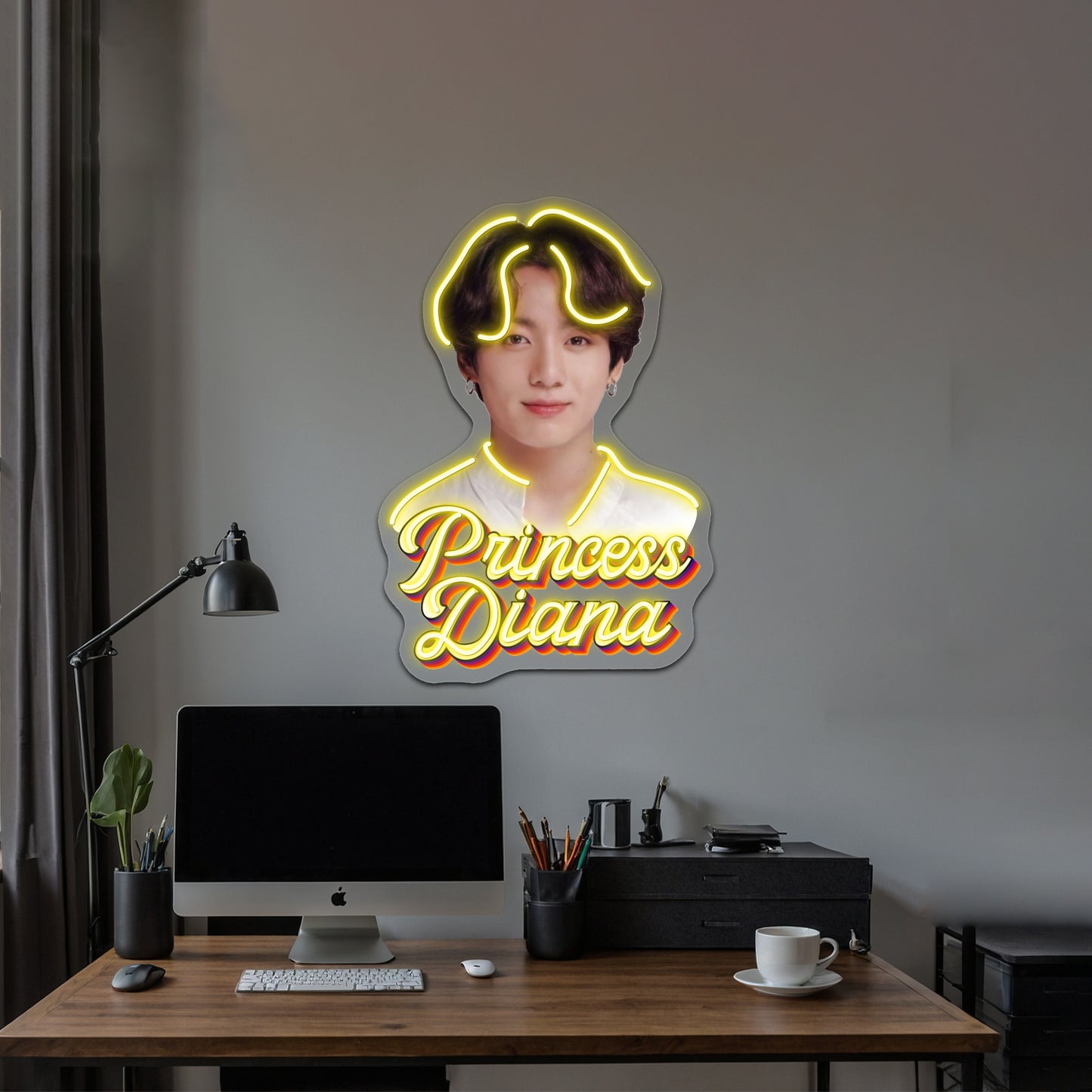 Princess Diana Jungkook Kpop Retro Meme Artwork Led Signs