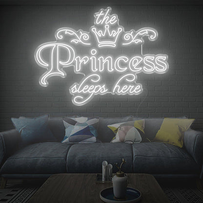 Princess Sleeps Here Pink Crown Led Neon Sign For Girls Bedroom Wall Decor | Shineneon