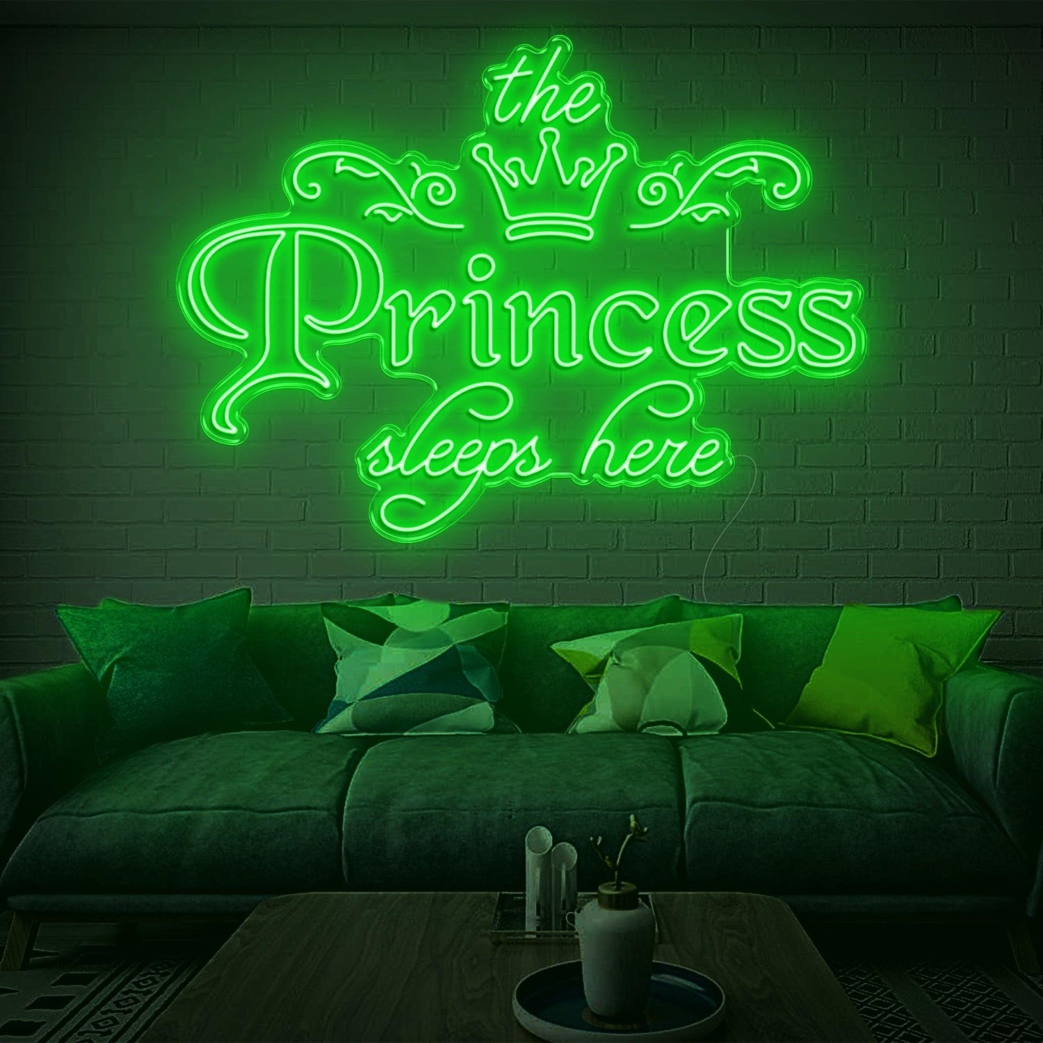 Princess Sleeps Here Pink Crown Led Neon Sign For Girls Bedroom Wall Decor | Shineneon