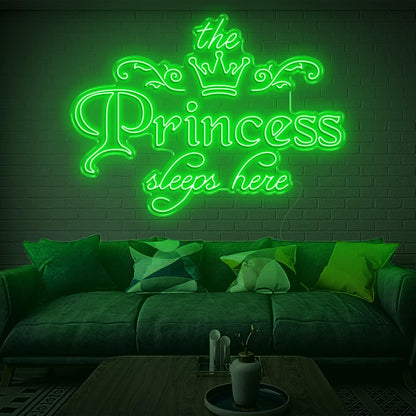 Princess Sleeps Here Pink Crown Led Neon Sign For Girls Bedroom Wall Decor | Shineneon