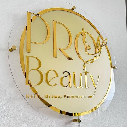 Pro Beauty Nails Brows Permanent Acrylic Business Logo Sign - Shineneon