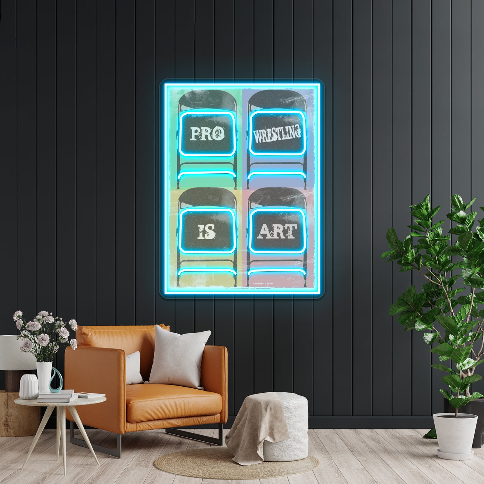 Pro Wrestling Is Art Chairs Artwork Led Signs For Bedroom | Shineneon