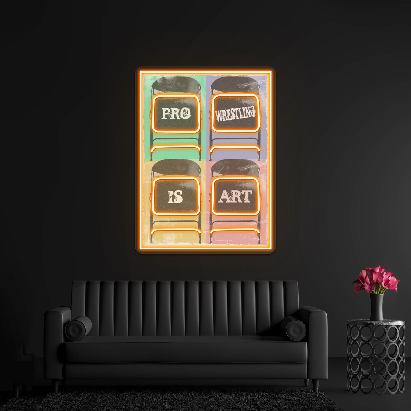 Pro Wrestling Is Art Chairs Artwork Led Signs For Bedroom | Shineneon