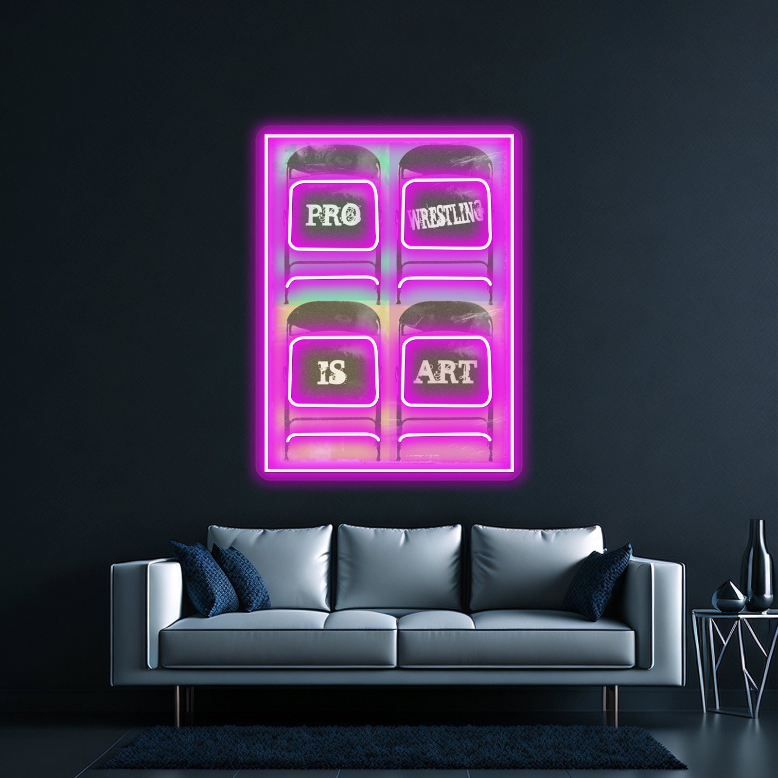Pro Wrestling Is Art Chairs Artwork Led Signs For Bedroom | Shineneon
