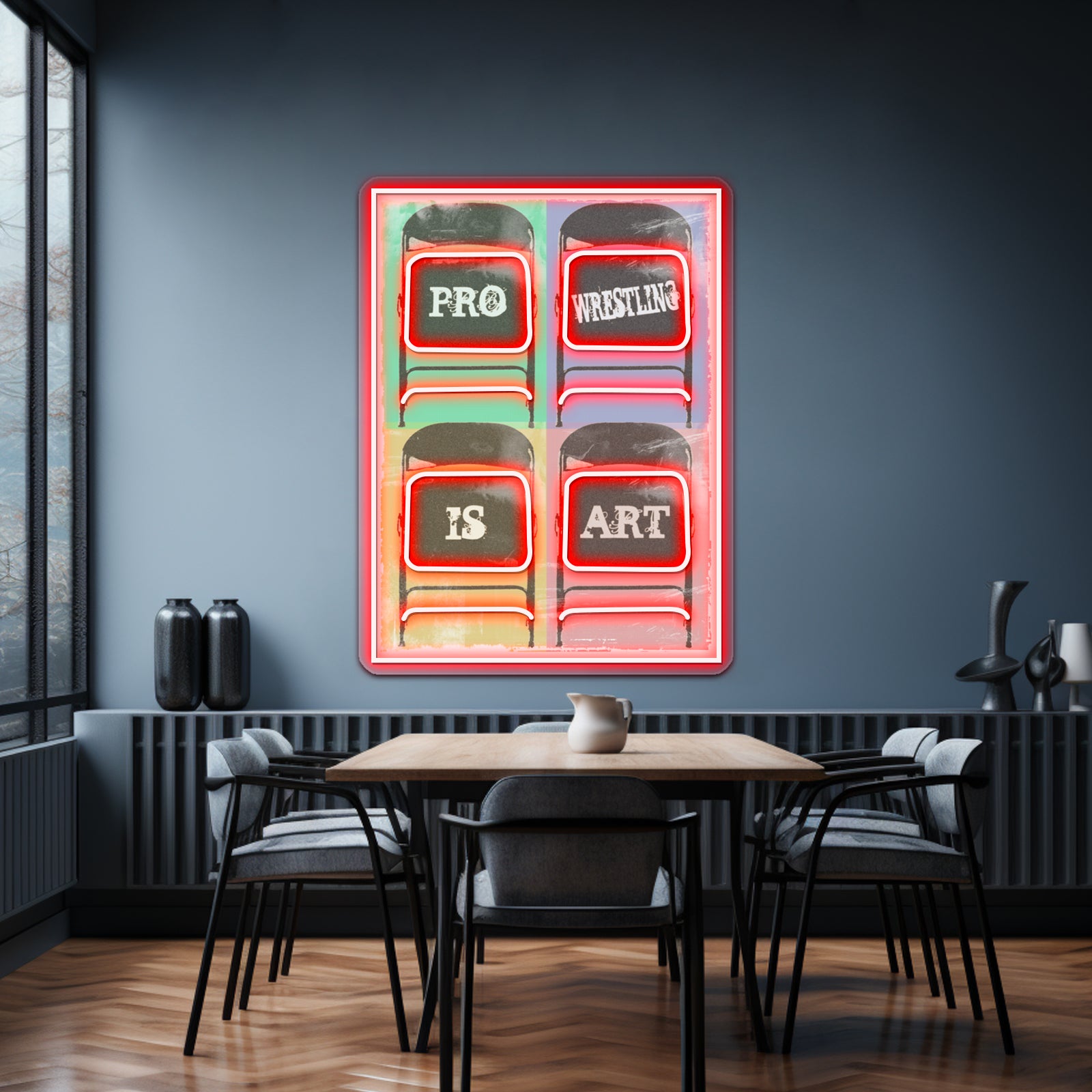 Pro Wrestling Is Art Chairs Artwork Led Signs For Bedroom | Shineneon