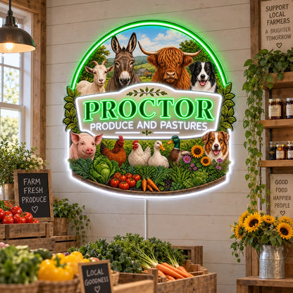 Proctor Farm Sign Custom LED Neon Sign | 662fe11686d9d11fba0ba0858658a8263c223b83a47250f8ca80c9fe8aeb04c1 | effect