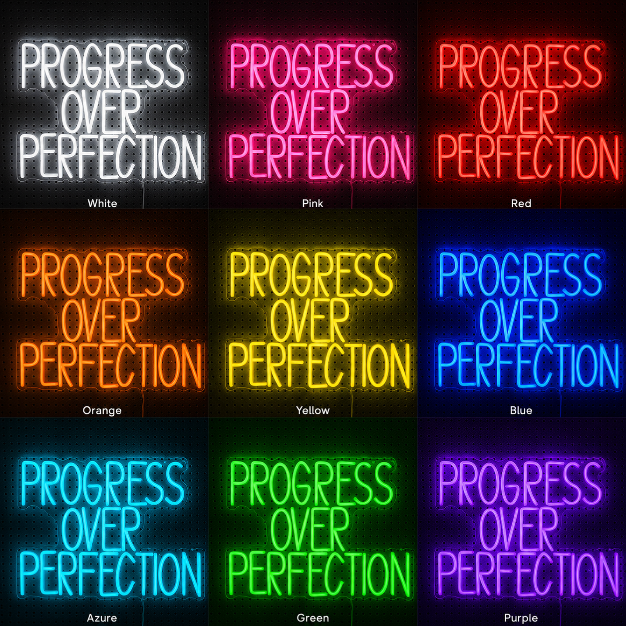 Progress Over Perfection LED Neon Sign - 05 Color Grid