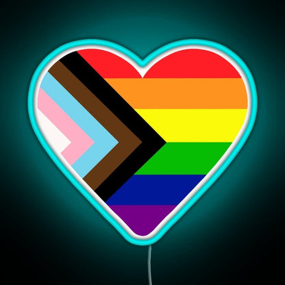 Progress Pride Flag Heart Rgb Led Neon Sign Pop Wall Art - Shineneon