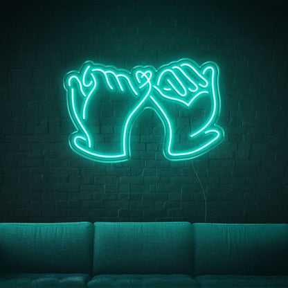 Promise Hands-Heart White Led Neon Sign For Romantic Indoor Decor | Shineneon