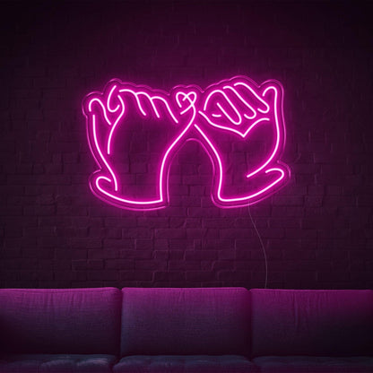 Promise Hands-Heart White Led Neon Sign For Romantic Indoor Decor | Shineneon