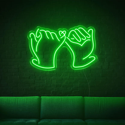 Promise Hands-Heart White Led Neon Sign For Romantic Indoor Decor | Shineneon