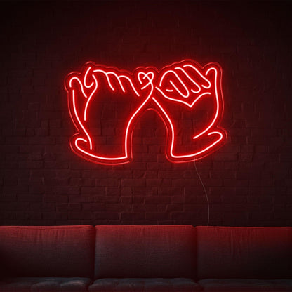 Promise Hands-Heart White Led Neon Sign For Romantic Indoor Decor | Shineneon