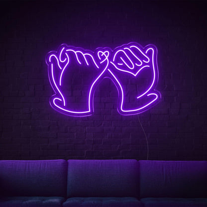 Promise Hands-Heart White Led Neon Sign For Romantic Indoor Decor | Shineneon