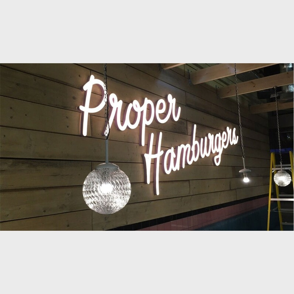 Proper Hamburgers 3D Frontlit And Backlit Channel Letter Led Light Sign