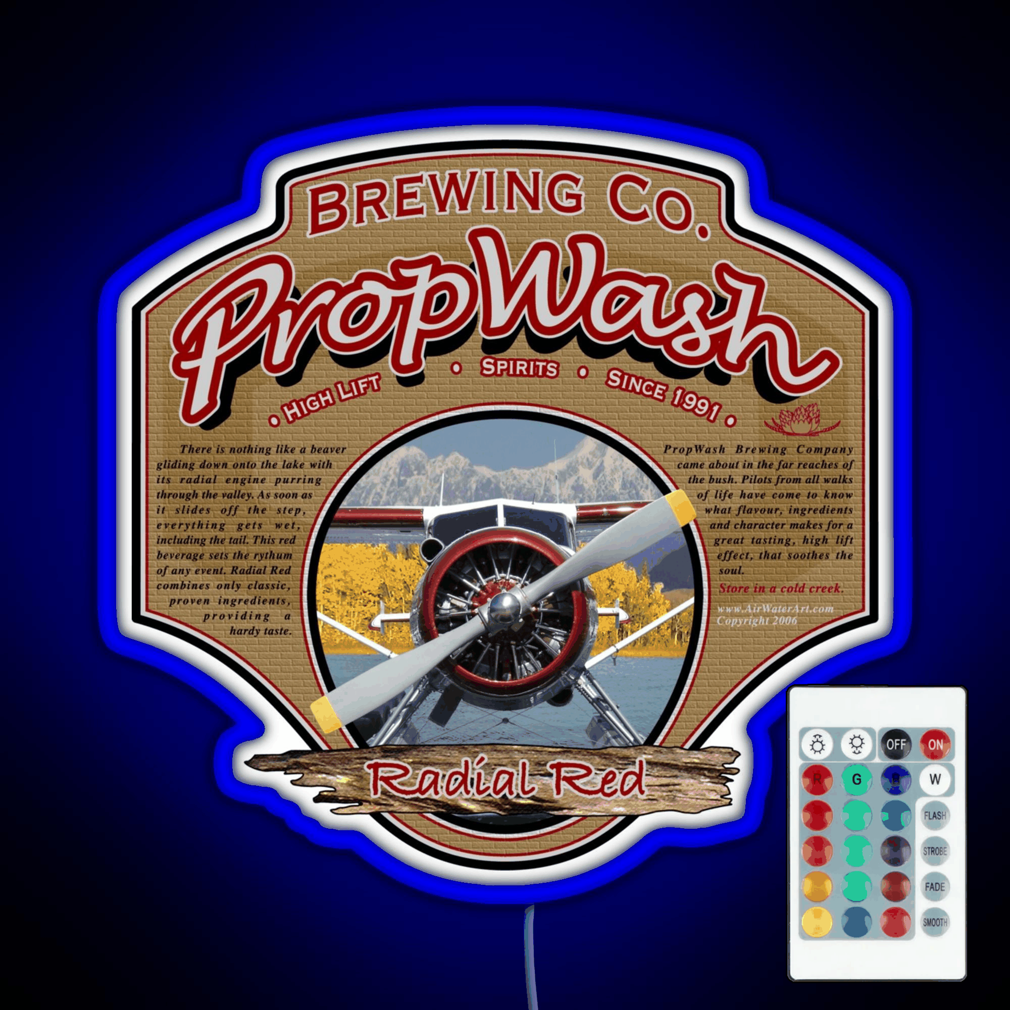 Propwash Brewing Co Radial Red Dhc 2 Beaver Rgb Led Neon Sign Pop Wall Art