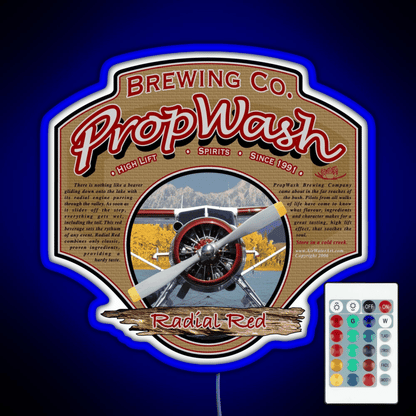 Propwash Brewing Co Radial Red Dhc 2 Beaver Rgb Led Neon Sign Pop Wall Art