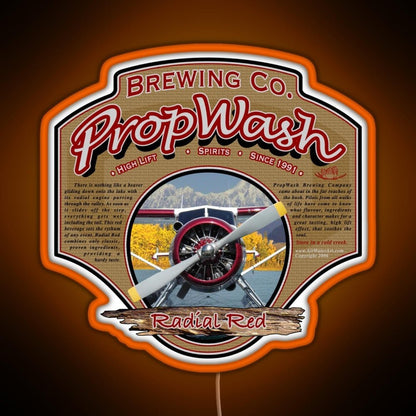 Propwash Brewing Co Radial Red Dhc 2 Beaver Rgb Led Neon Sign Pop Wall Art - Shineneon