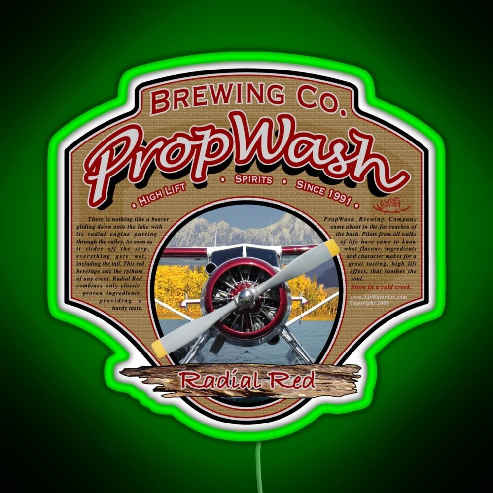 Propwash Brewing Co Radial Red Dhc 2 Beaver Rgb Led Neon Sign Pop Wall Art - Shineneon