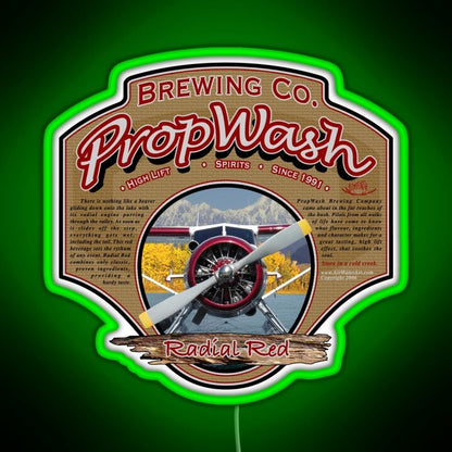 Propwash Brewing Co Radial Red Dhc 2 Beaver Rgb Led Neon Sign Pop Wall Art - Shineneon