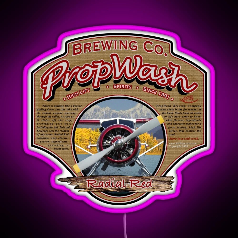 Propwash Brewing Co Radial Red Dhc 2 Beaver Rgb Led Neon Sign Pop Wall Art - Shineneon