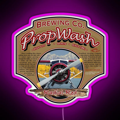 Propwash Brewing Co Radial Red Dhc 2 Beaver Rgb Led Neon Sign Pop Wall Art - Shineneon