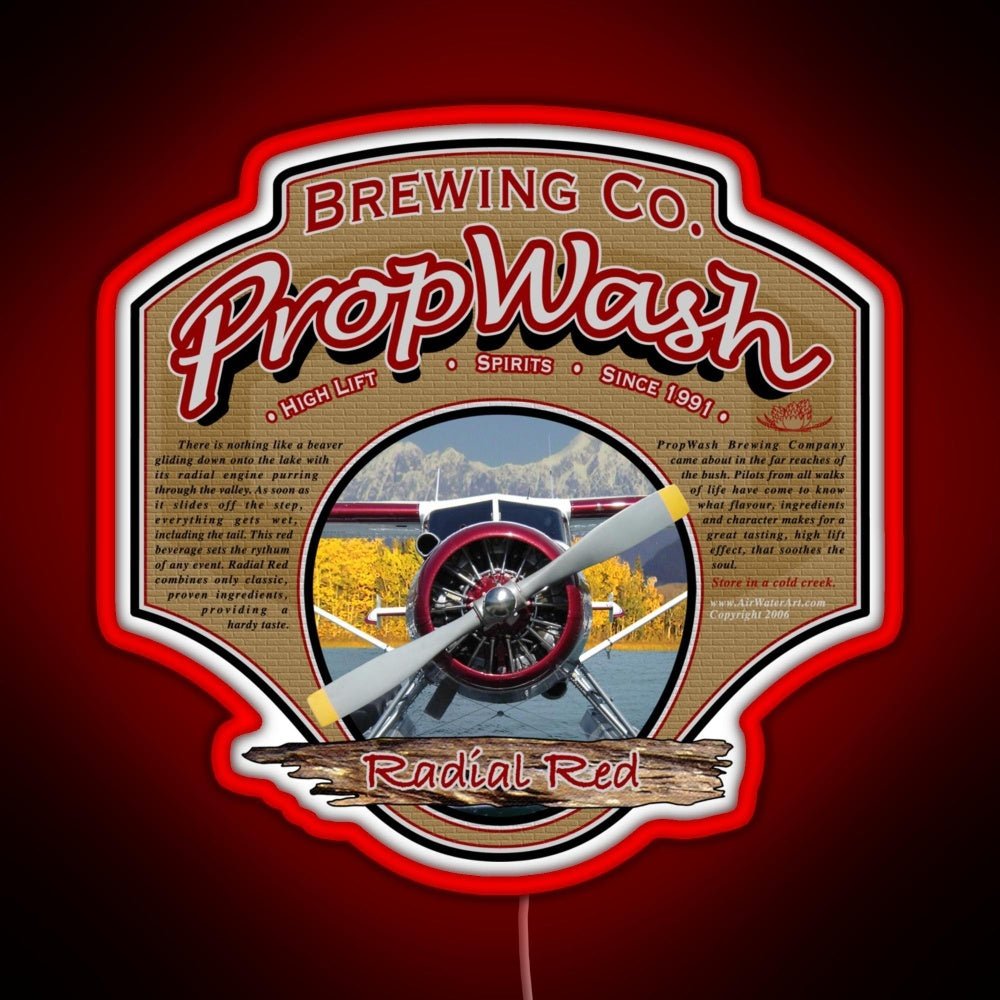 Propwash Brewing Co Radial Red Dhc 2 Beaver Rgb Led Neon Sign Pop Wall Art - Shineneon