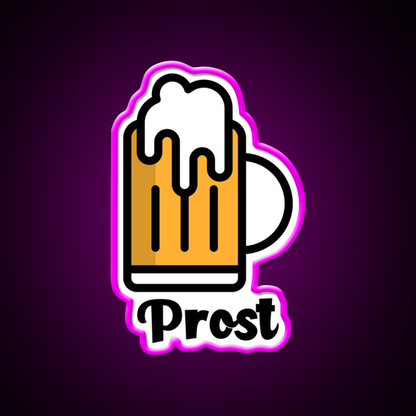 Prost Beer Bar Decor Led Neon Sign Rgb Color - Neon sign mounted on wall in room