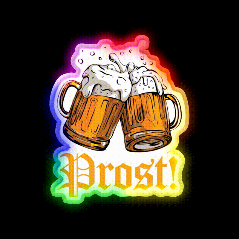 Prost Oktoberfest Beer Bar Decor Led Neon Sign Rgb Color - LED neon sign close-up detail