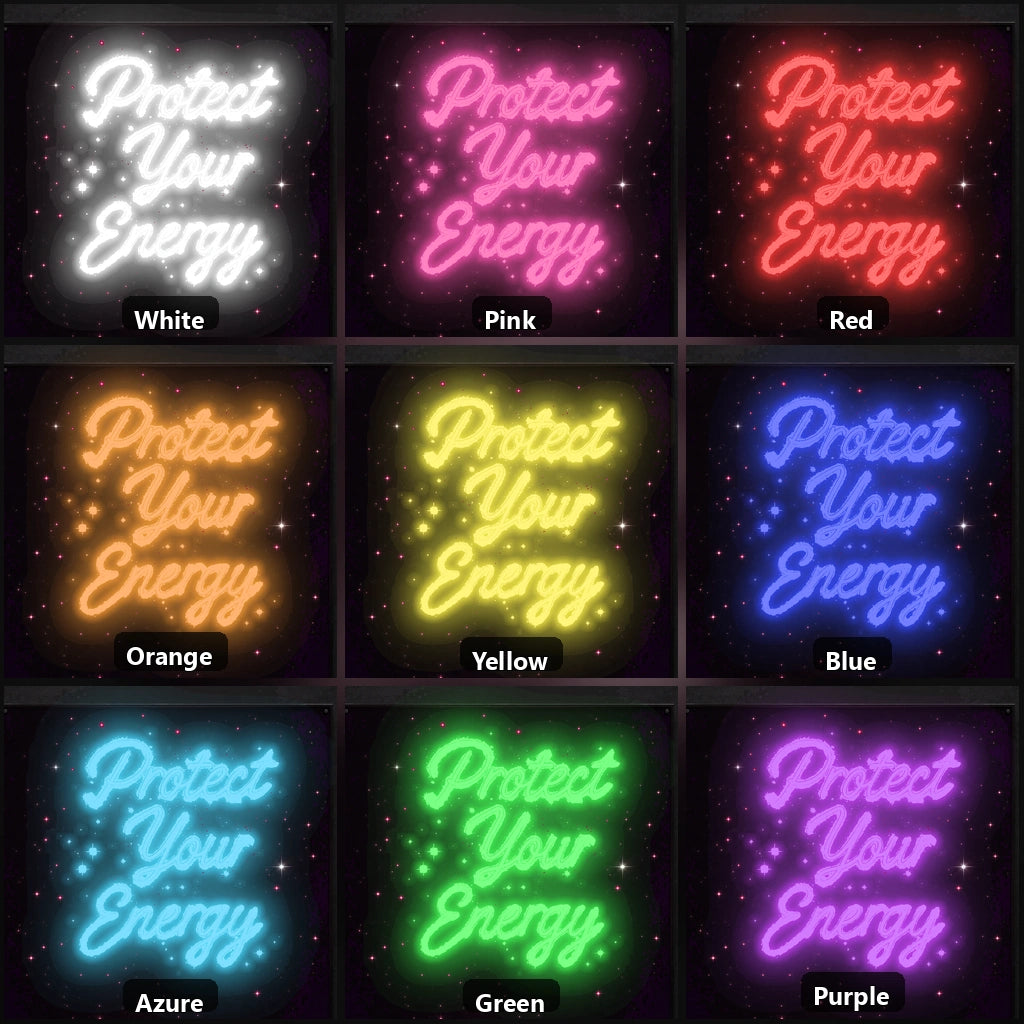 Protect Your Energy LED Neon Sign Garage Man Cave Neon Sign color grid