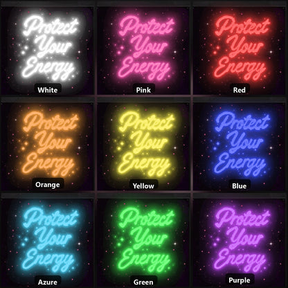 Protect Your Energy LED Neon Sign Garage Man Cave Neon Sign color grid