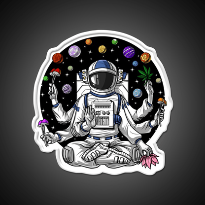 Psychedelic Astronaut Psychonaut Hemp Inspired Green Leaf Led Neon Sign Rgb Color - Shineneon