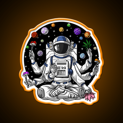 Psychedelic Astronaut Psychonaut Hemp Inspired Green Leaf Led Neon Sign Rgb Color - Shineneon