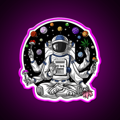 Psychedelic Astronaut Psychonaut Hemp Inspired Green Leaf Led Neon Sign Rgb Color - Shineneon
