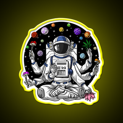 Psychedelic Astronaut Psychonaut Hemp Inspired Green Leaf Led Neon Sign Rgb Color - LED neon sign view 7