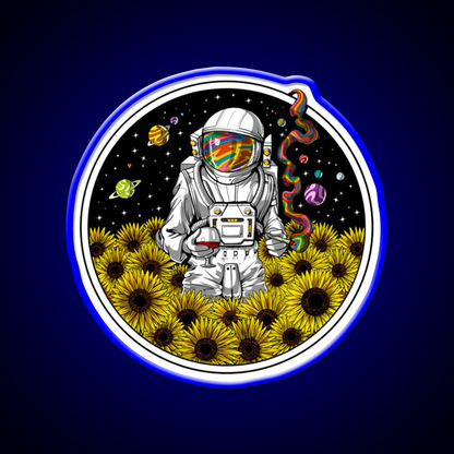 Psychedelic Astronaut Sunflowers Hemp Inspired Green Leaf Led Neon Sign Rgb Color - LED neon sign view 5