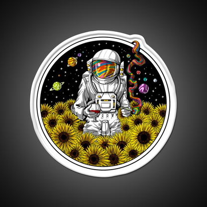 Psychedelic Astronaut Sunflowers Hemp Inspired Green Leaf Led Neon Sign Rgb Color - LED neon sign view 11