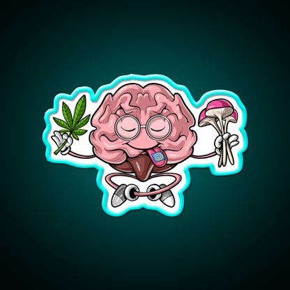 Psychedelic Brain Hemp Inspired Green Leaf Led Neon Sign Rgb Color - Size and dimension reference