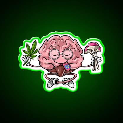 Psychedelic Brain Hemp Inspired Green Leaf Led Neon Sign Rgb Color - LED neon sign view 8