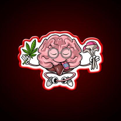 Psychedelic Brain Hemp Inspired Green Leaf Led Neon Sign Rgb Color - Shineneon