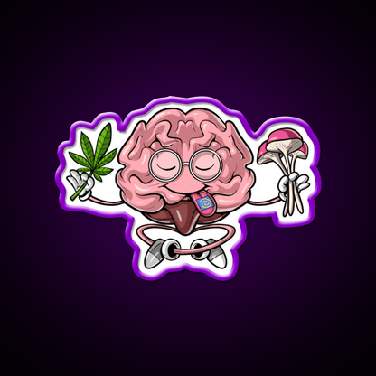 Psychedelic Brain Hemp Inspired Green Leaf Led Neon Sign Rgb Color - Shineneon