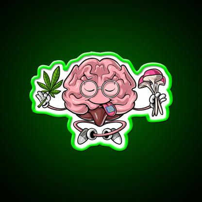 Psychedelic Brain Hemp Inspired Green Leaf Led Neon Sign Rgb Color - Shineneon