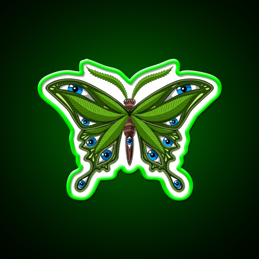 Psychedelic Butterfly Hemp Inspired Green Leaf Led Neon Sign Rgb Color - LED neon sign view 8