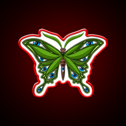 Psychedelic Butterfly Hemp Inspired Green Leaf Led Neon Sign Rgb Color - LED neon sign view 10