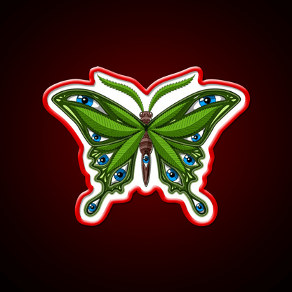 Psychedelic Butterfly Hemp Inspired Green Leaf Led Neon Sign Rgb Color - Shineneon