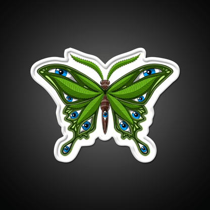 Psychedelic Butterfly Hemp Inspired Green Leaf Led Neon Sign Rgb Color - Shineneon