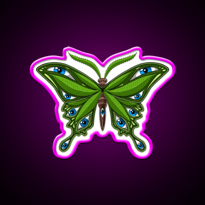 Psychedelic Butterfly Hemp Inspired Green Leaf Led Neon Sign Rgb Color - Shineneon