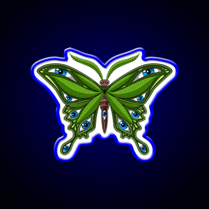 Psychedelic Butterfly Hemp Inspired Green Leaf Led Neon Sign Rgb Color - Shineneon